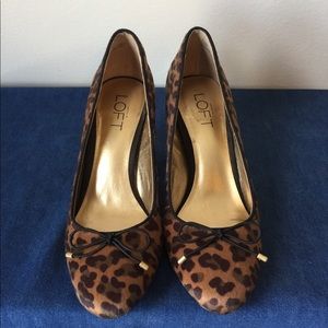 Ann Taylor Loft Bow Heels Low Pumps Brown Leopard